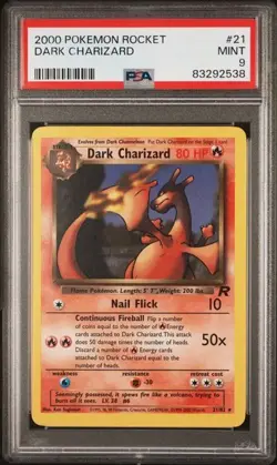 Pokemon TCG Team Rocket Dark Charizard 21/82 PSA 9 Rare 80 HP 2000 English 21/82 - Image 1