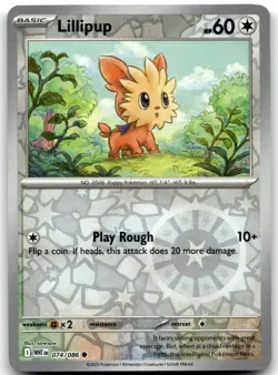 Lillipup 074/086 Common White Flare Pokemon sowsow Reverse Holo Near Mint - Image 1