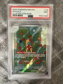 2025 Pokemon Mega Evolutions Shuckle Illustration Rare Full Art #136/132 PSA 9 - Image 1