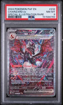 Pokemon 2024 SV Paldean Fates Charizard EX Sir PSA 8 NM-MT 234/091 - Image 1