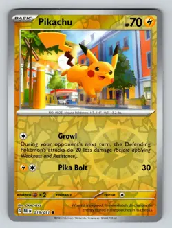Pikachu 018/091 Common Paldean Fates Pokemon Reverse Holo NM - Image 1