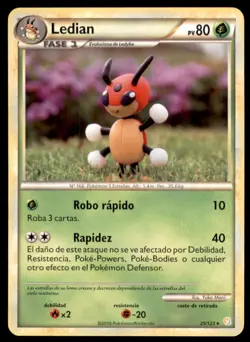 2010 Pokemon HeartGold & SoulSilver Ledian Spanish #25 Stage 1/Rare - Image 1