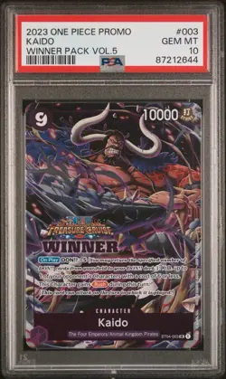 2023 ONE PIECE PROMOS WINNER PACK VOL.5 #003 KAIDO PSA 10 - Image 1