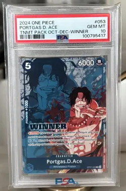 2024 ONE PIECE OP07-053 WINNER PACK 2024 OCT-DEC PROMO PORTGAS D ACE PSA 10 - Image 1