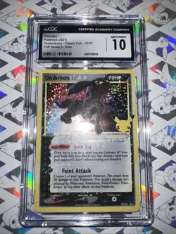 CGC 10 Umbreon Gold Star 17/17 Celebrations: Classic Collection Holo Pokemon TCG - Image 1