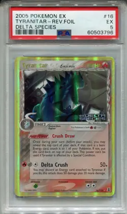 Pokemon Ex Delta Species #16 Tyranitar Reverse Foil PSA 5 - Image 1