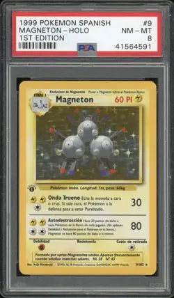 1999 Pokemon SPANISH 1st Edition Base Set Magneton Holo 9/102 PSA 8 NM-MT - Image 1