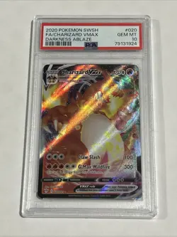 PSA 10 GEM MINT Charizard Vmax Darkness Ablaze #020 2020 Pokemon Darkness Ablaze - Image 1