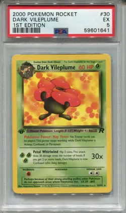 Pokemon 1st Edition Team Rocket #30 Dark Vileplume PSA 5 - Image 1