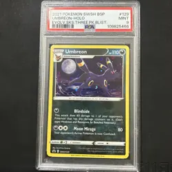 2021 Pokemon Umbreon Holo Promo #129 Evolving Skies 3 Pack Blister PSA 9 Mint - Image 1