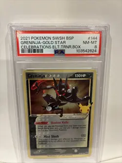 2021 Pokemon Celebrations Greninja SWSH144 Gold Star Black Star Promo PSA 8 - Image 1