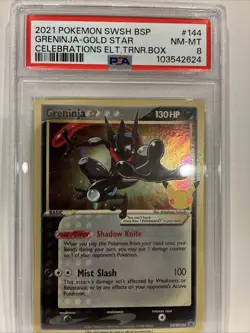 2021 Pokemon Celebrations Greninja SWSH144 Gold Star Black Star Promo PSA 8 - Image 2