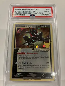 2021 Pokemon Celebrations Greninja SWSH144 Gold Star Black Star Promo PSA 8 - Image 4