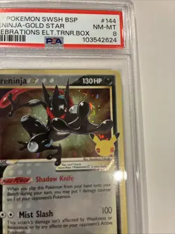 2021 Pokemon Celebrations Greninja SWSH144 Gold Star Black Star Promo PSA 8 - Image 5