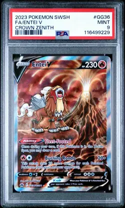 2023 POKEMON SWORD AND SHIELD CROWN ZENITH GG36 FULL ART/ENTEI V PSA 9 - Image 1