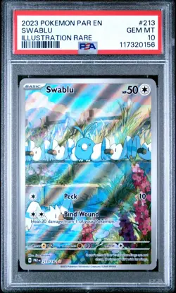PSA 10 Swablu 213/182 Pokemon Sv04: Paradox Rift Illustration Rare 2023 GEM MINT - Image 1