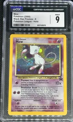 2000 Pokemon Black Star Promo MEW Holo #9 CGC 9 MINT Swirl - Image 1