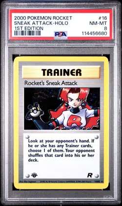 2000 Pokemon Rocket #16 Sneak Attack-Holo 1st Edition PSA 8 - Image 1