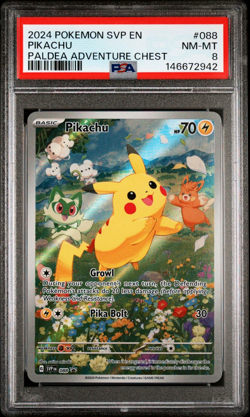 Pokemon Card PSA 8 Pikachu 088 Promo Paldea Adventure Chest - Image 1