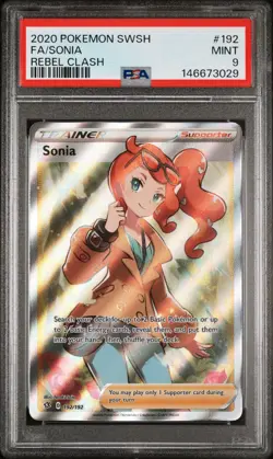 Pokemon Card PSA 9 Sonia 192/192 Rebel Clash - Image 1