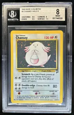 2000 Pokemon 2 Chansey Holo Rare #3/130 BGS 8 - Image 1