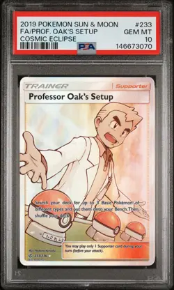 Pokemon Card PSA 10 Professor Oak's Setup 233/236 Cosmic Eclipse - Image 1
