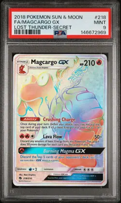 Pokemon Card PSA 9 Magcargo GX 218/214 Lost Thunder - Image 1