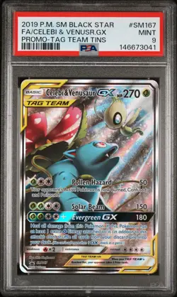 Pokemon Card PSA 9 Celebi & Venusaur GX SM167 Tag Team Tins - Image 1