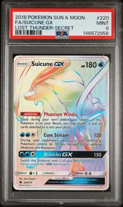 Pokemon Card PSA 9 Suicune GX 220/214 Lost Thunder - Image 1