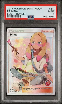 Pokemon Card PSA 9 Mina 211/214 Lost Thunder - Image 1