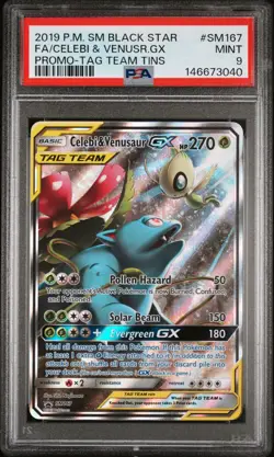 Pokemon Card PSA 9 Celebi & Venusaur GX SM167 Tag Team Tins - Image 1