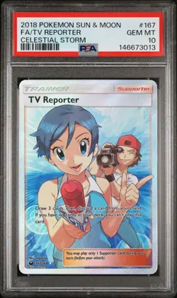 Pokemon Card PSA 10 TV Reporter 167/168 Celestial Storm - Image 1