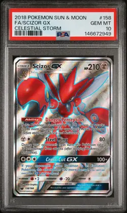Pokemon Card PSA 10 Scizor GX 158/168 Celestial Storm - Image 1