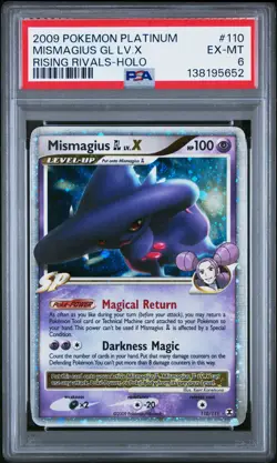 2009 POKEMON PLATINUM RISING RIVALS #110 MISMAGIUS GL LV.X-HOLO PSA 6 - Image 1