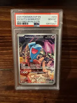 2025 POKEMON SVP EN-SV BLACK STAR PROMO #203 TEAM ROCKET'S WOBBUFFET PSA 10 💙 - Image 1