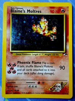 Blaine’s Moltres 1/132 SWIRL HOLO RARE - Gym Heroes - Pokemon 2000 - Image 1