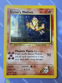 Blaine’s Moltres 1/132 SWIRL HOLO RARE - Gym Heroes - Pokemon 2000 - Image 2
