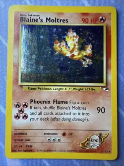 Blaine’s Moltres 1/132 SWIRL HOLO RARE - Gym Heroes - Pokemon 2000 - Image 3