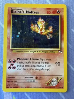 Blaine’s Moltres 1/132 SWIRL HOLO RARE - Gym Heroes - Pokemon 2000 - Image 4
