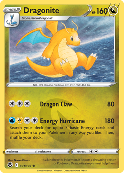 Dragonite 131/195 Holo Rare Silver Tempest Pokemon Reverse Holo NM/M - Image 4