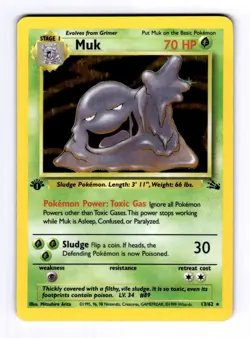 Muk (13) Fossil #13 (1999) Holo 1st Edition NM Pokemon - Image 1