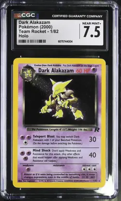 Dark Alakazam 1/82 Holo Team Rocket Pokemon CGC 7.5 Near Mint+ - Image 1