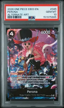 2026 ONE PIECE EB03-ONE PIECE HEROINES EDITION ALT ART #045 PERONA PSA 10 - Image 1