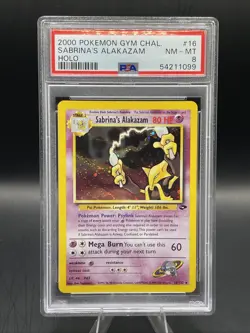 2000 Pokemon Sabrina's Alakazam Holo 16/132 Gym Challenge PSA 8 NM/Mint SWIRL - Image 1