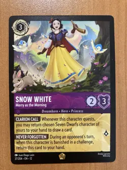 NM Disney Lorcana Wilds Unknown Snow White Merry as the Morning 37/204 Legendary - Image 1