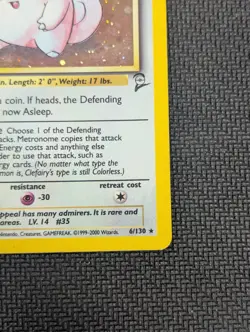 Pokemon TCG Clefairy Base Set 2 Holo Unlimited Rare Card 6/130, LP - Image 5