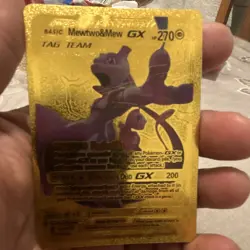 Pokemon Mewtwo & Mew GX TAG TEAM Gold Card 270 HP 270 ATK 200 Basic - Image 1