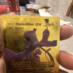 Pokemon Mewtwo & Mew GX TAG TEAM Gold Card 270 HP 270 ATK 200 Basic - Image 3