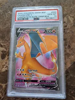 2020 Pokemon SWSH BSP #050 Charizard V Champion's Path Elite Trainer Box PSA 10 - Image 1