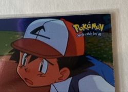 1998 Topps Blue Pokemon Mewtwo Strikes Back Movie Ash and Company #9 Holo NM/LP - Image 3